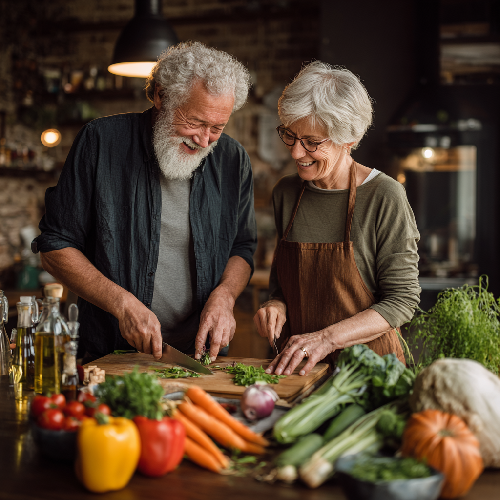 Elderly European woman drinking water outdoors in natural setting